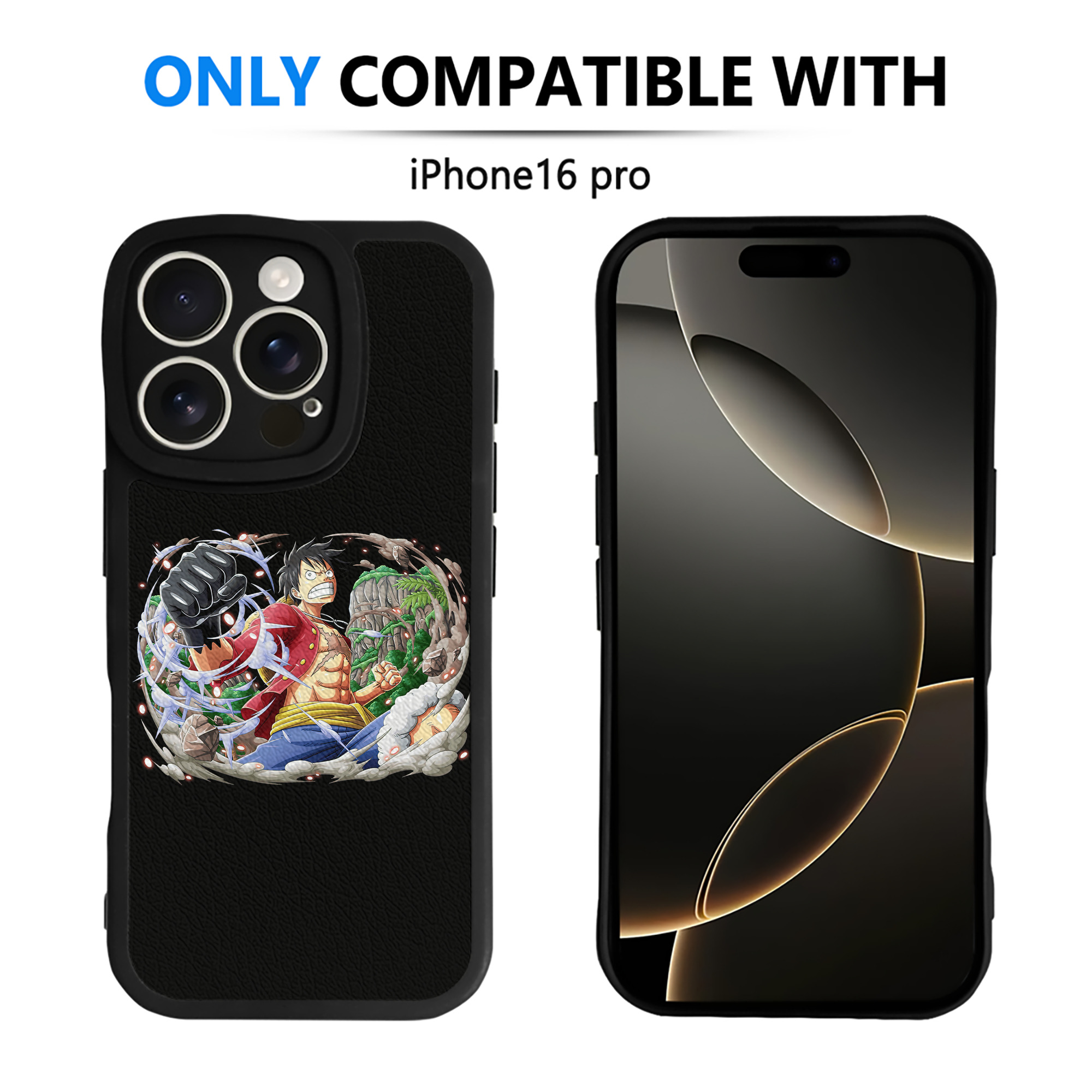 （画像用） ワンピース モンキー・D・ルフィ ONE PIECE Monkey D. Luffy 【iPhone 16シリーズ対応】シリコンスマホケース（レザー調） 材質：シリコン